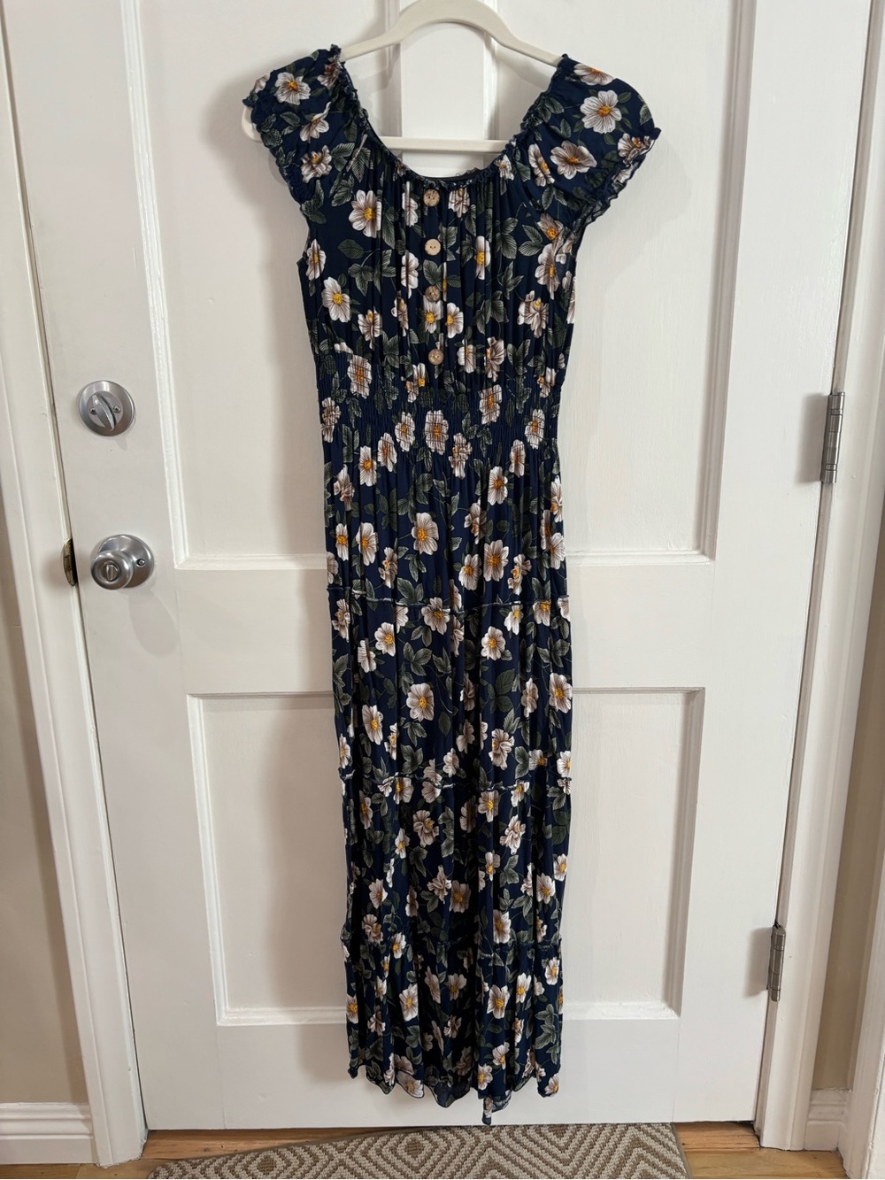 2 for $25 🦋Floral Smocked Maxi Dress in Navy and White
